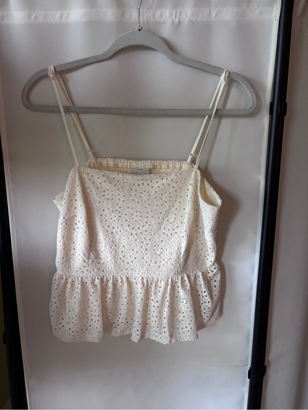 a new day Cream Eyelet Peplum Cami